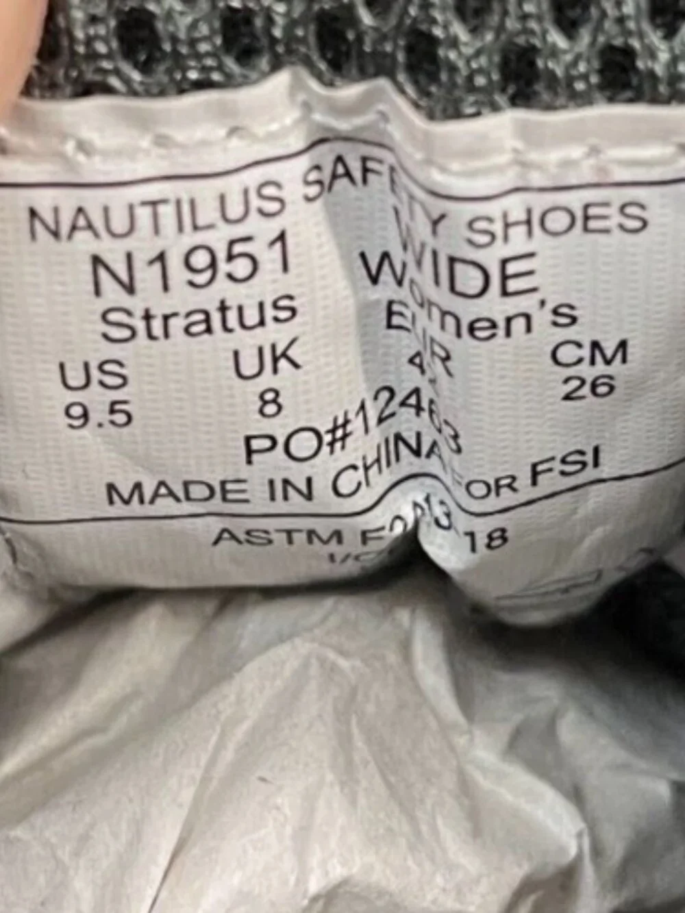 Nautilus Stratus Womens Size 9.5 Gray Black Composite Toe Work Safety Shoes